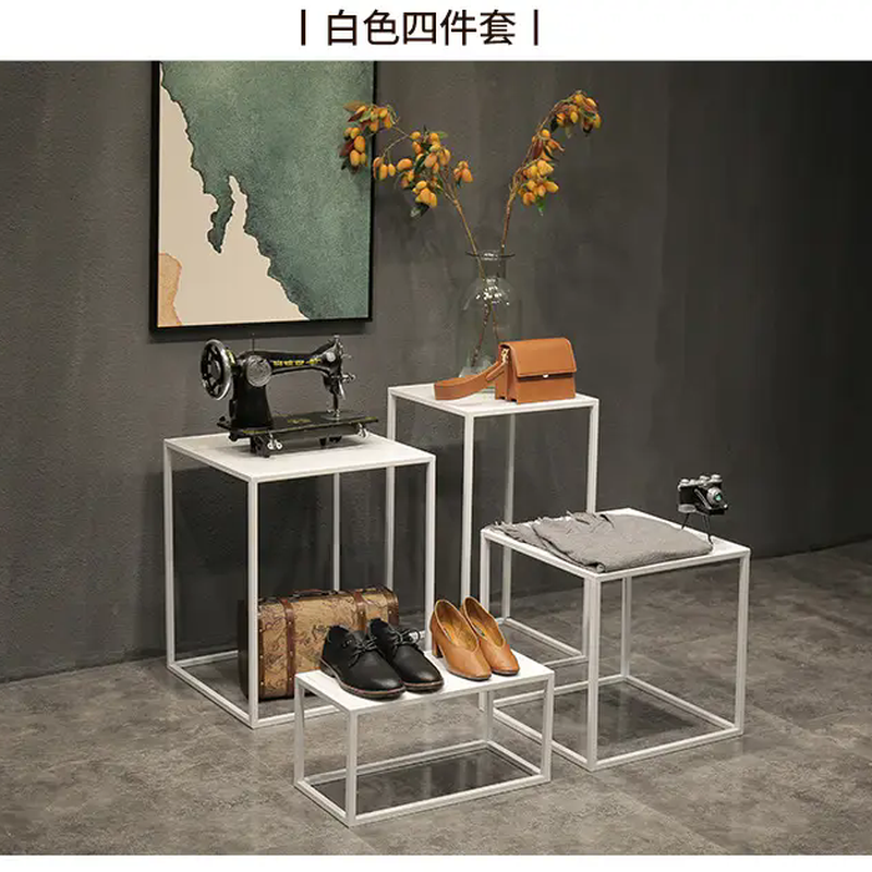 服装展示架销售 鞋帽展示架 原木色烤漆服装柜